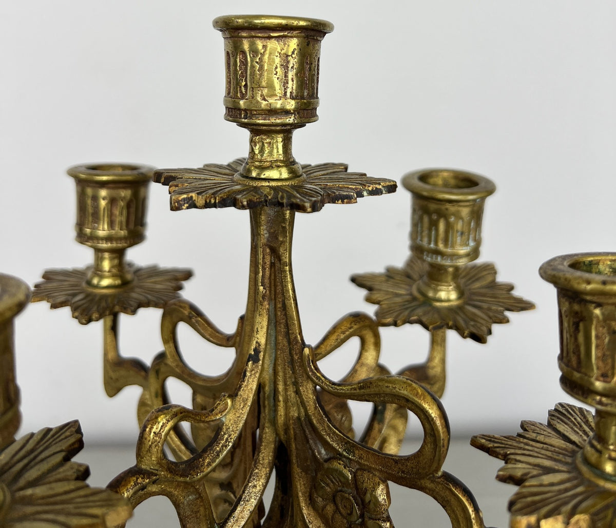 Pair of Candelabras Vintage French Style Ornate 5 Arm Candle Holders LOT 6475