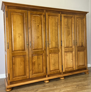 Wardrobe Vintage French Style Five Door Storage Carved Armoire LOT 6518