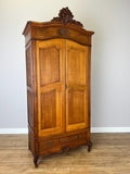 Wardrobe Antique French Style Oak Two Door Storage Carved Armoire LOT 6510
