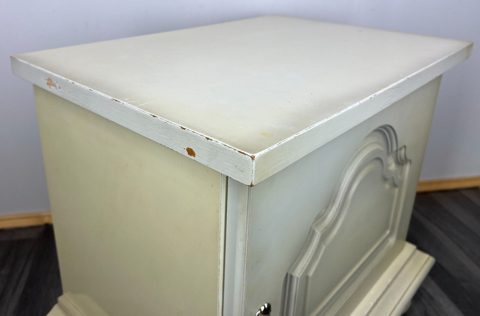 Pair of Bedside Tables Antique French Shabby Chic Style Carved Cabinets LOT 28997