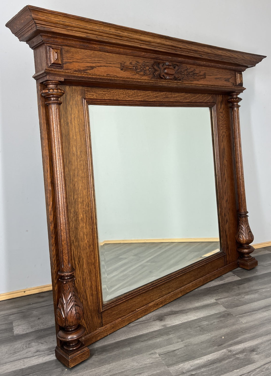 Antique French Style Carved Oak Wall Mirror Home Decor Wall Frame LOT 45510
