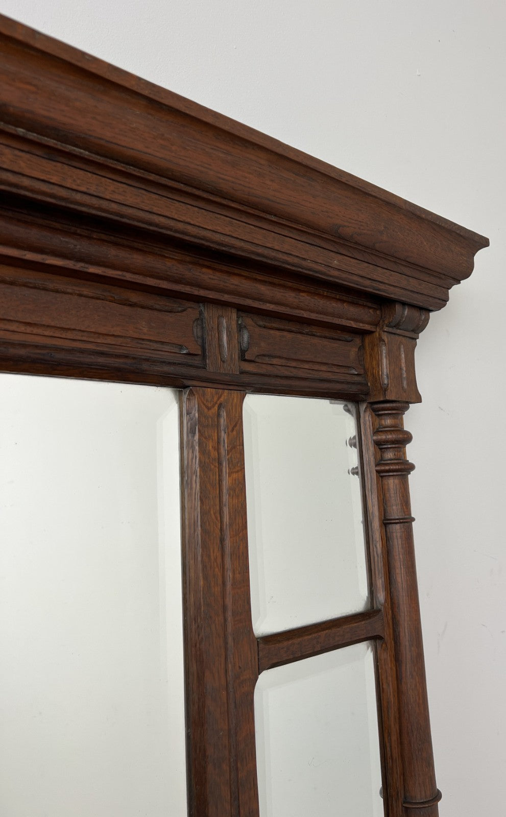 Mirror Antique French Oak Wall Mirror Bevelled Large Glass Wall Frame LOT 63708