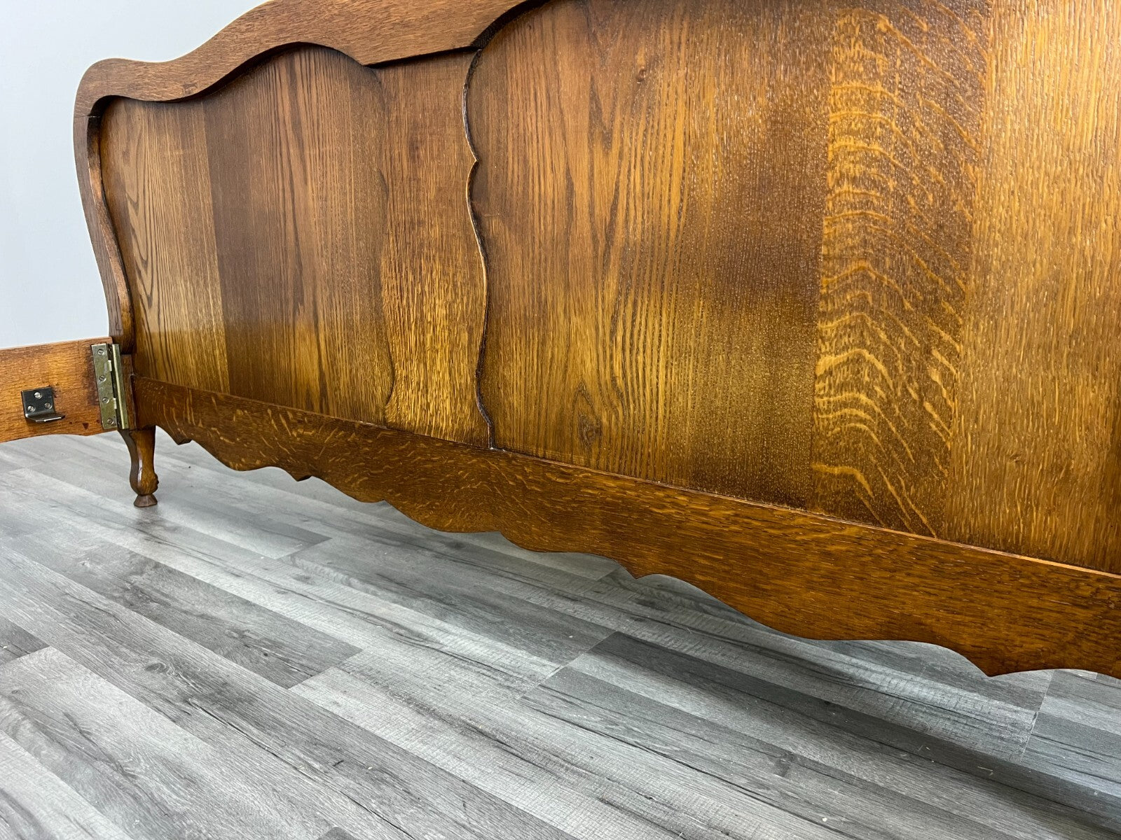 Bed Vintage French Louis XVI Style Oak Double Frame Carved Headboard LOT 27589