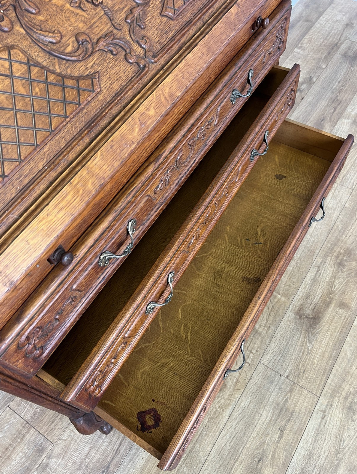 Secretaire Writing Desk Vintage French Louis Oak Rare Bureaux Cabinet LOT 615418