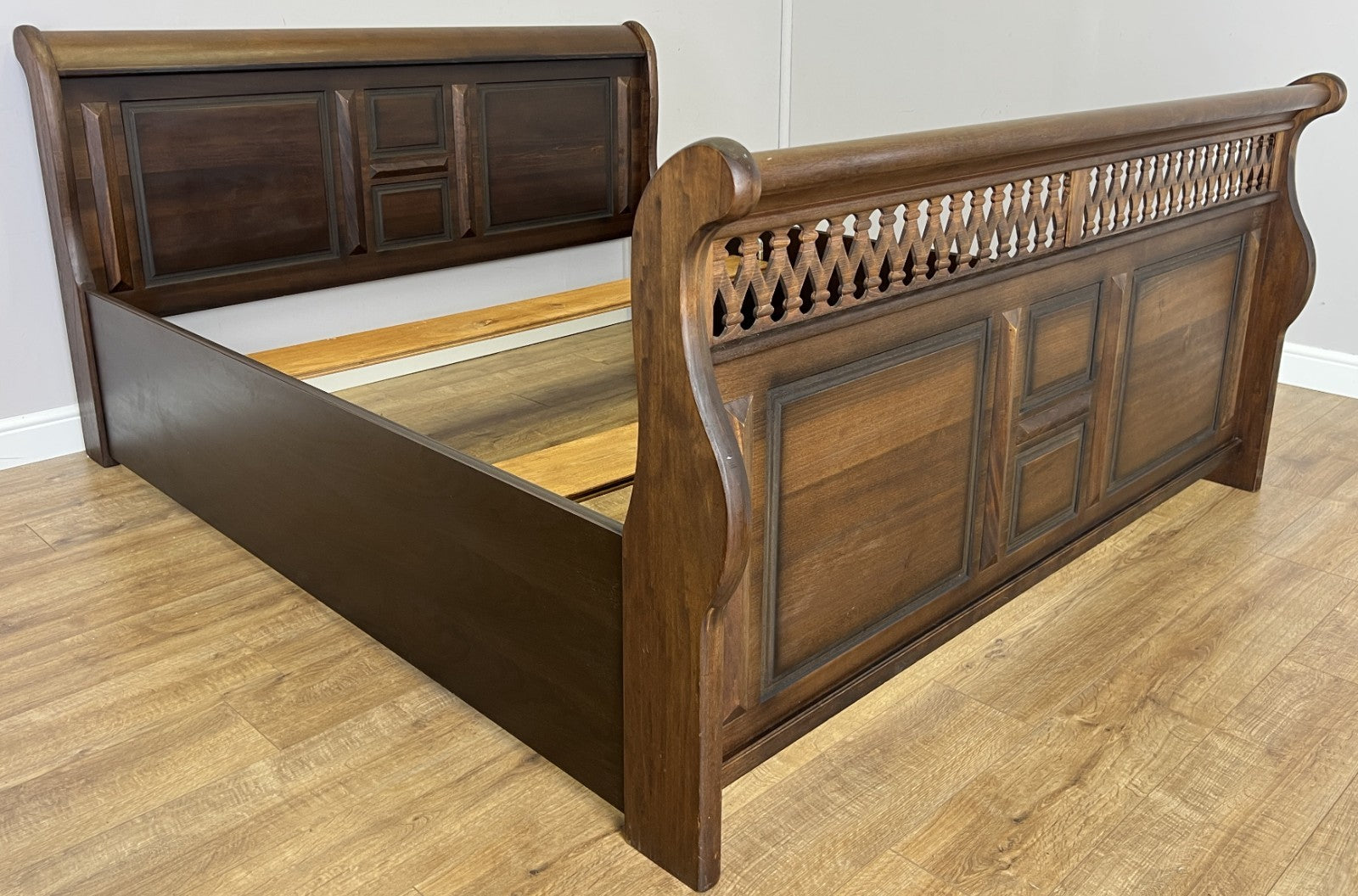 Bed Vintage French Super King Size Sleigh Bed Frame 180x200cm Headboard LOT 64092
