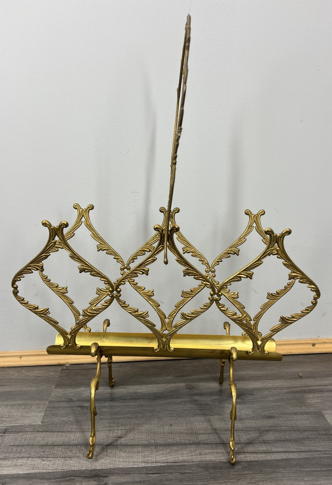 Newspaper Rack Vintage French Style Brass Magazine Stand LOT 46331