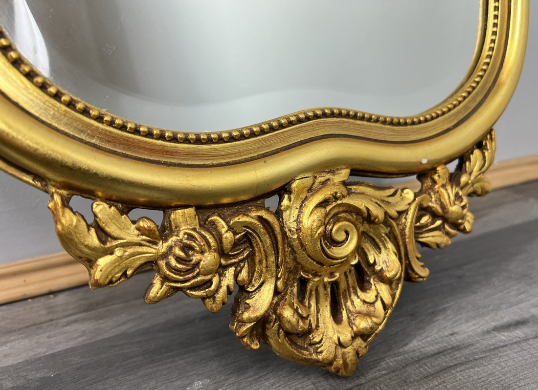 Vintage French Gilt Wall Mirror with Ornate Rococo Frame Wall Decor LOT 43900