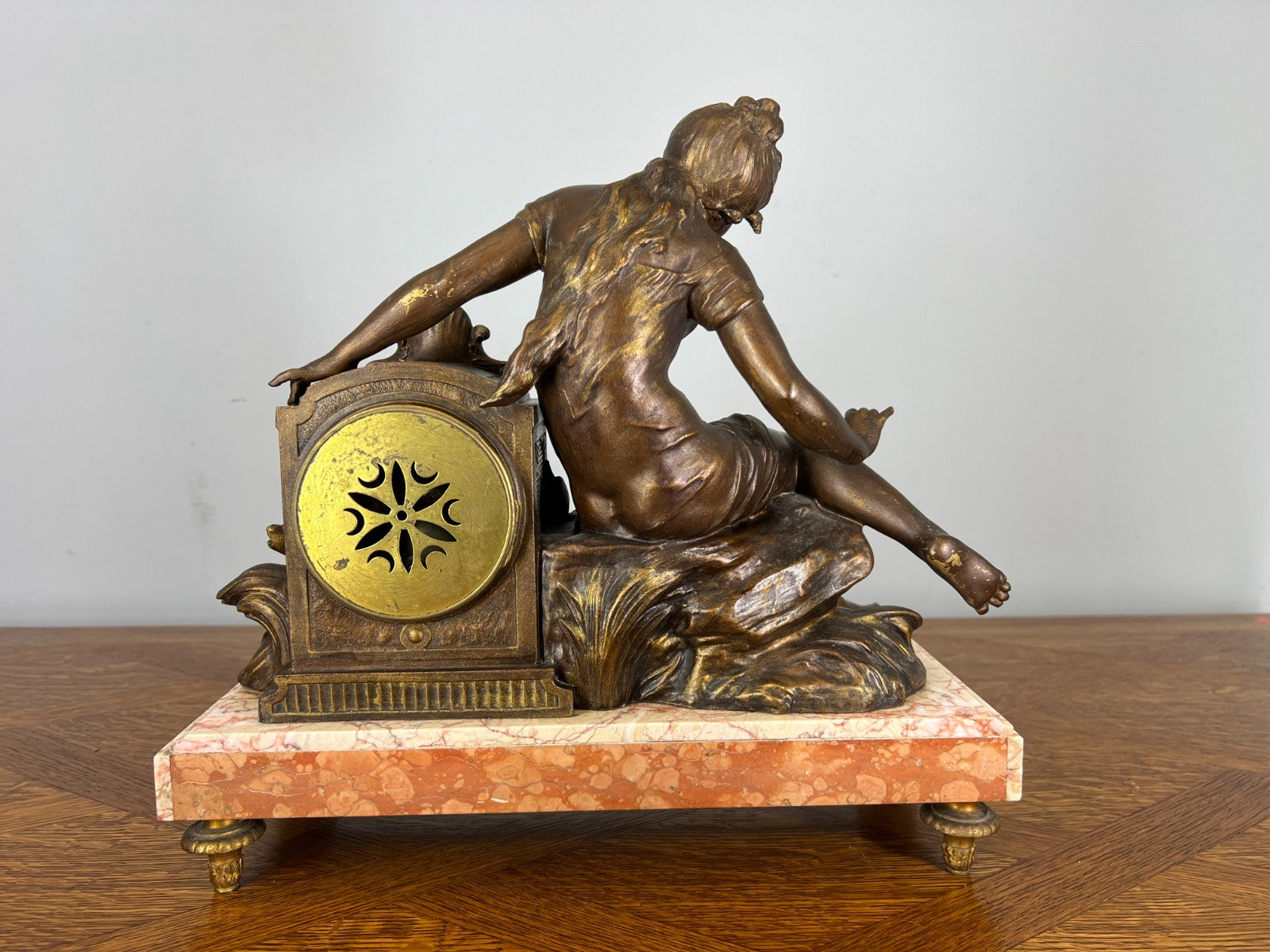 Mantel Clock Antique French Art Nouveau Style Bronze Garniture Set LOT 463911