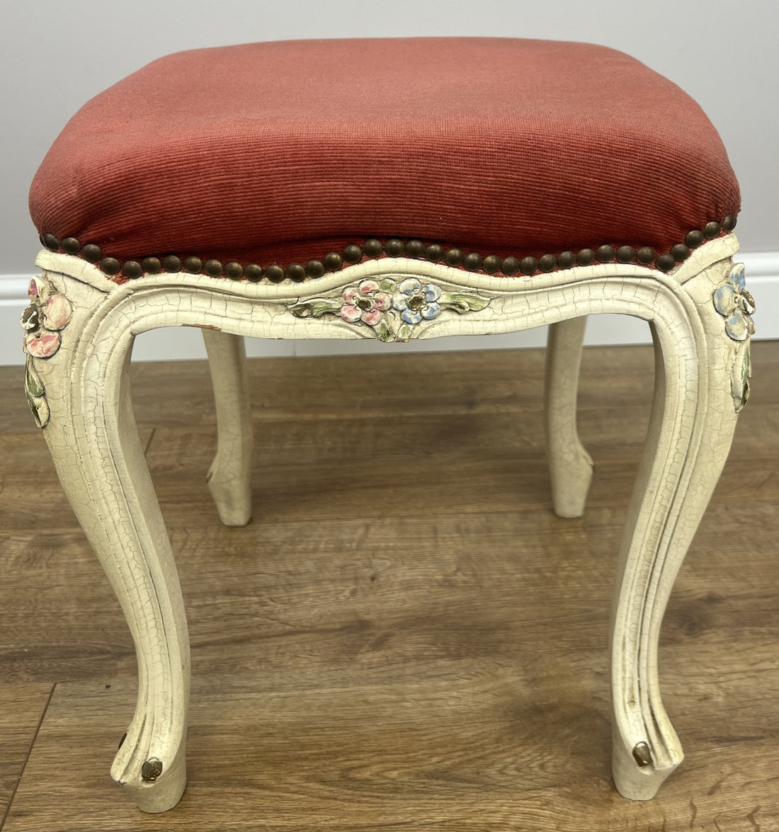 Footstool Vintage French Shabby Chic Upholstered Stool Decorative Seat LOT 49500