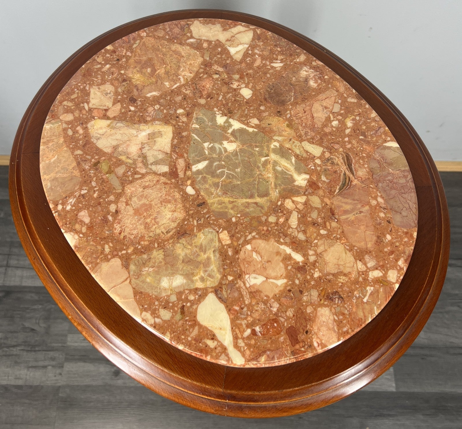 Plant Stand Vintage French Marble Top Round Display Table Cane Shelf LOT 42876