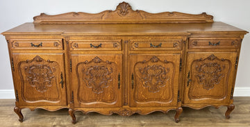 Sideboard Vintage French Louis Style Oak 4 Door Cupboard Carved Cabinet LOT 63630