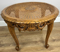 Coffee Table Vintage French Louis Style Oak Carved Cane Top Side Table LOT 486511