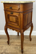Pair of  Bedside Tables Antique French Louis Walnut Marble Top Cabinets LOT 48947