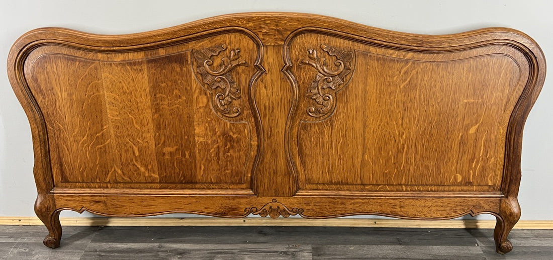 Footboard Vintage French Style Oak Double Bed Carved Footboard LOT 47320
