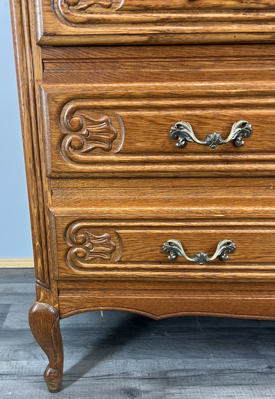 Secretaire Bookcase Vintage French Louis XIV Style Oak Bureaux Cabinet LOT 45128