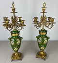 Mantel Clock Set Antique French Garniture Porcelain Bronze Candelabras LOT 36201