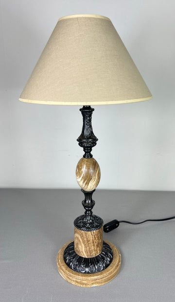 Table Lamp Vintage French Style Ceramic Brass Lamp with Shade LOT 50790