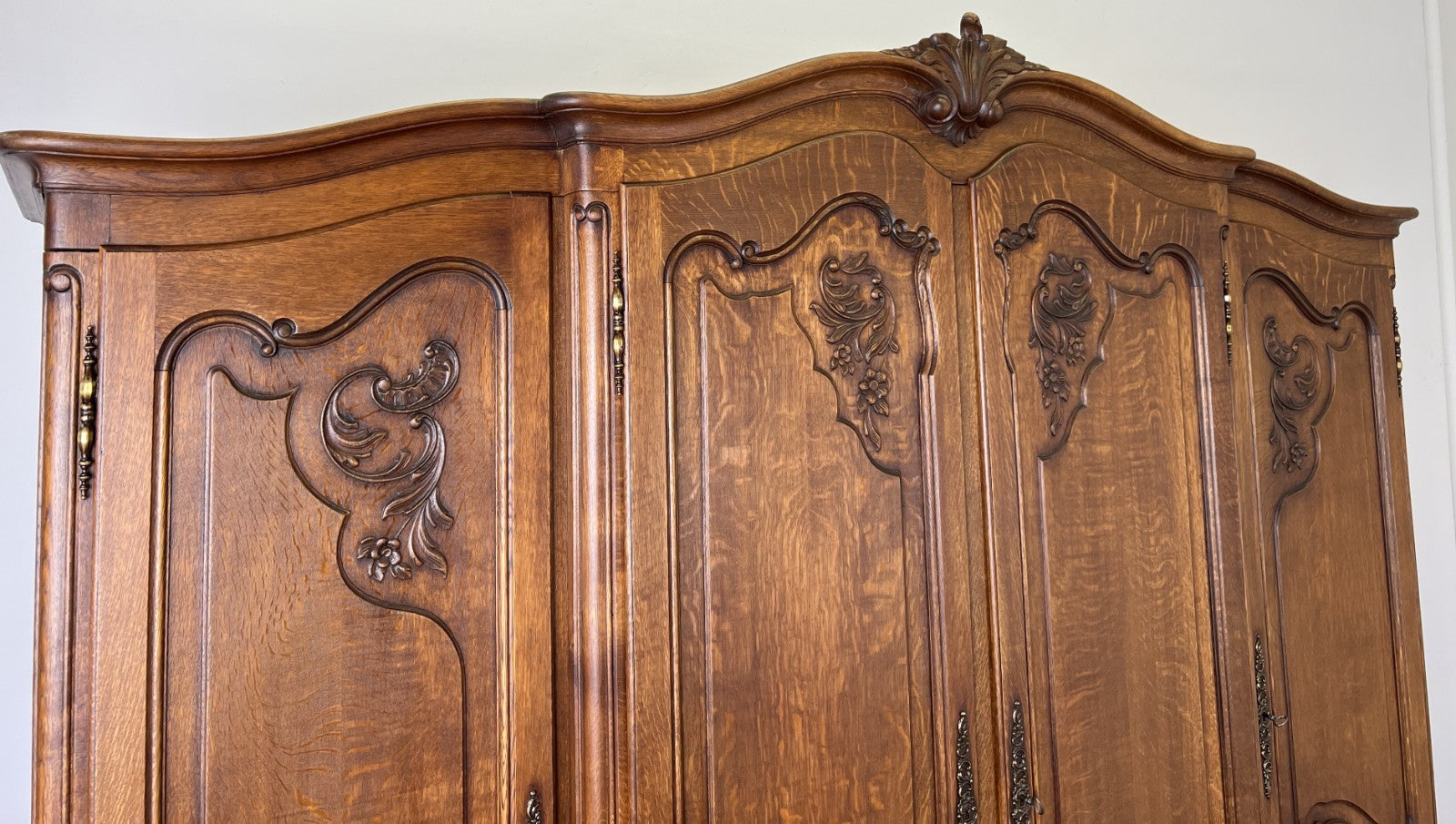 Wardrobe Vintage French Louis XVI Style Four Door Oak Carved Armoire LOT 612612