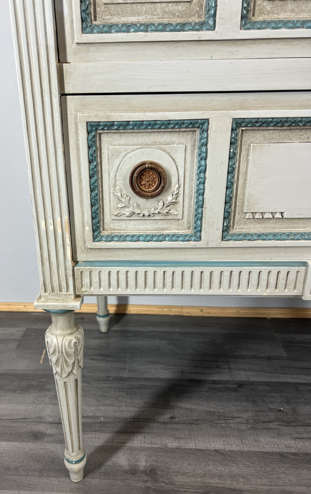 Cabinet Vintage French Marble Top Carved with Drawers Sideboard LOT 43514