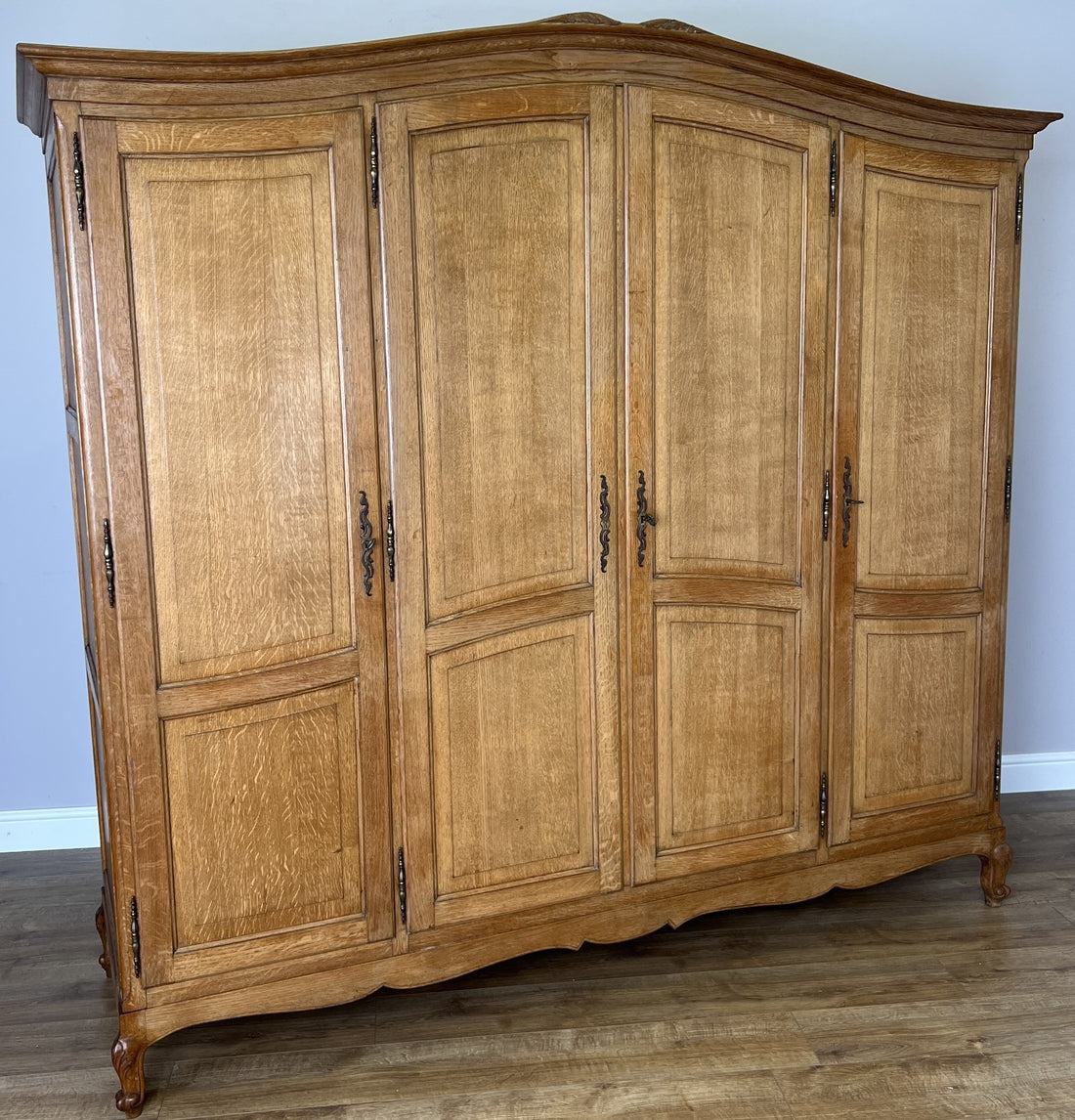 Wardrobe Vintage French Louis XVI Style Oak Four Door Carved Armoire LOT 61060