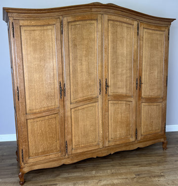 Wardrobe Vintage French Louis XVI Style Oak Four Door Carved Armoire LOT 61060