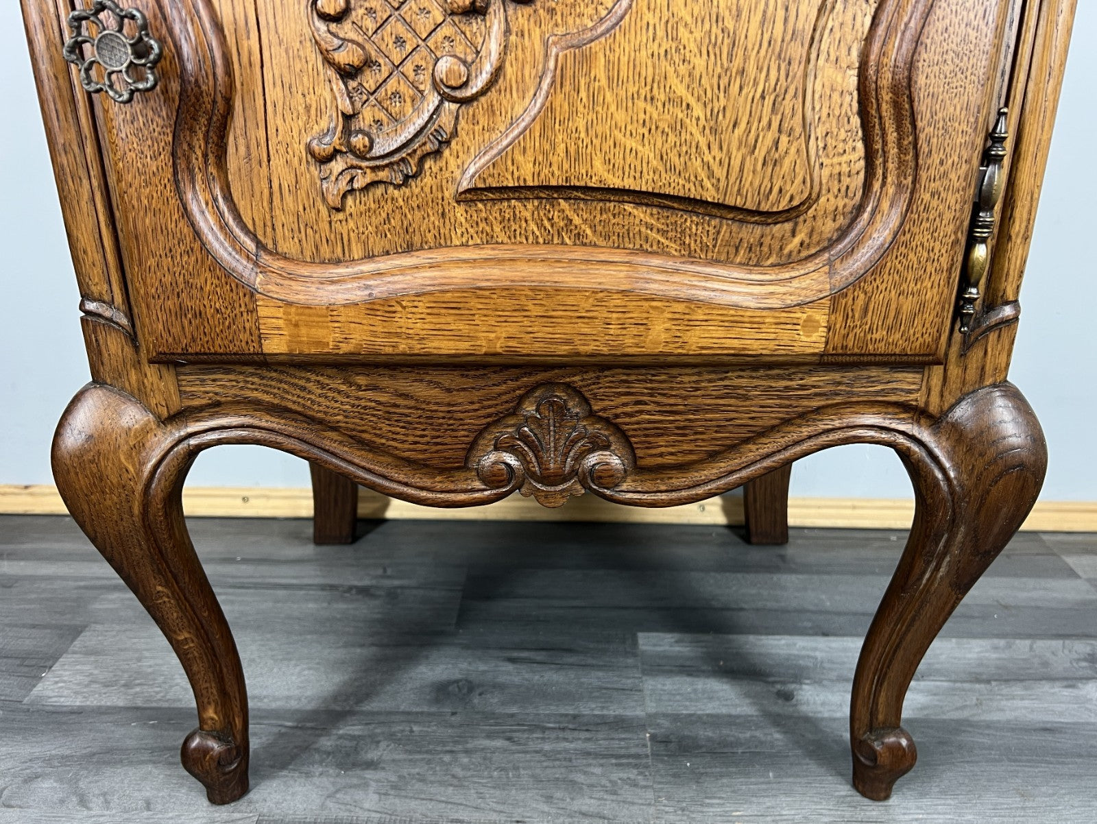 Pair of Bedside Tables Vintage French Louis  XVI Oak Carved Cabinets LOT 44405