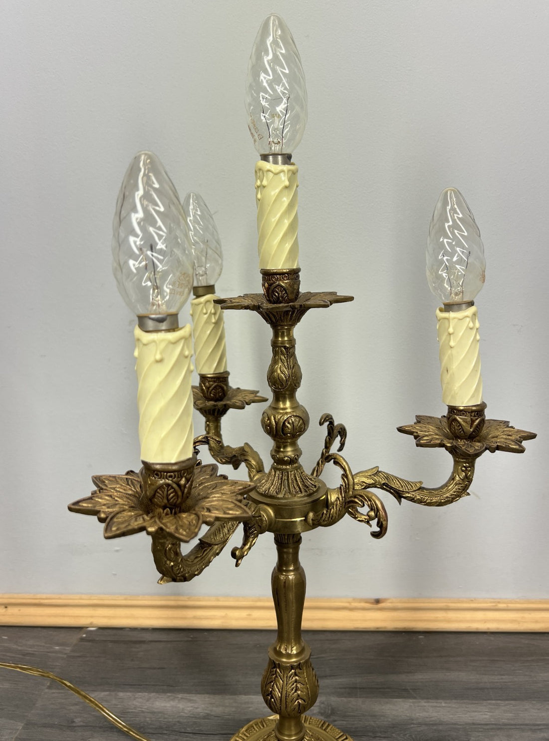 Lamp Vintage French Brass 3 Arm Candelabra Light Ornate Rococo Design LOT 44500