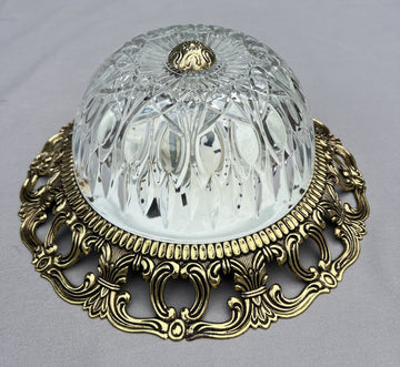 Ceiling Lamp Vintage French Brass Pressed Crystal Pendant Chandelier LOT 60000