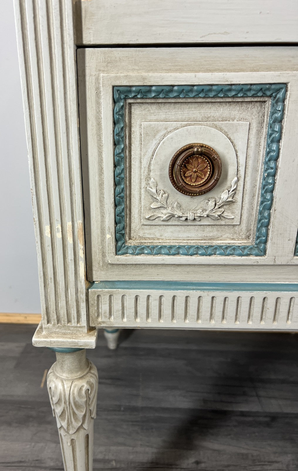 Cabinet Vintage French Marble Top Carved with Drawers Sideboard LOT 43515