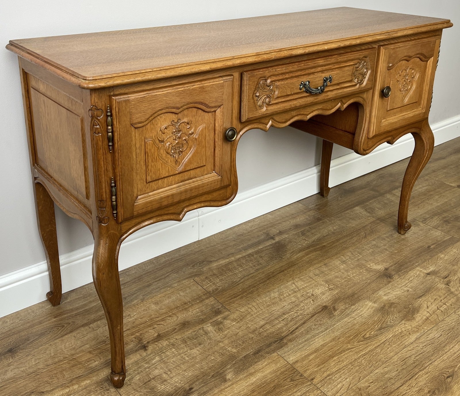 Cabinet Vintage French Louis XVI Style Carved Desk Oak Sideboard LOT 49254