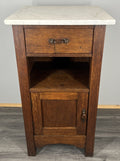 Bedside Table Antique French Style Oak with Marble Top Cabinet LOT 43392