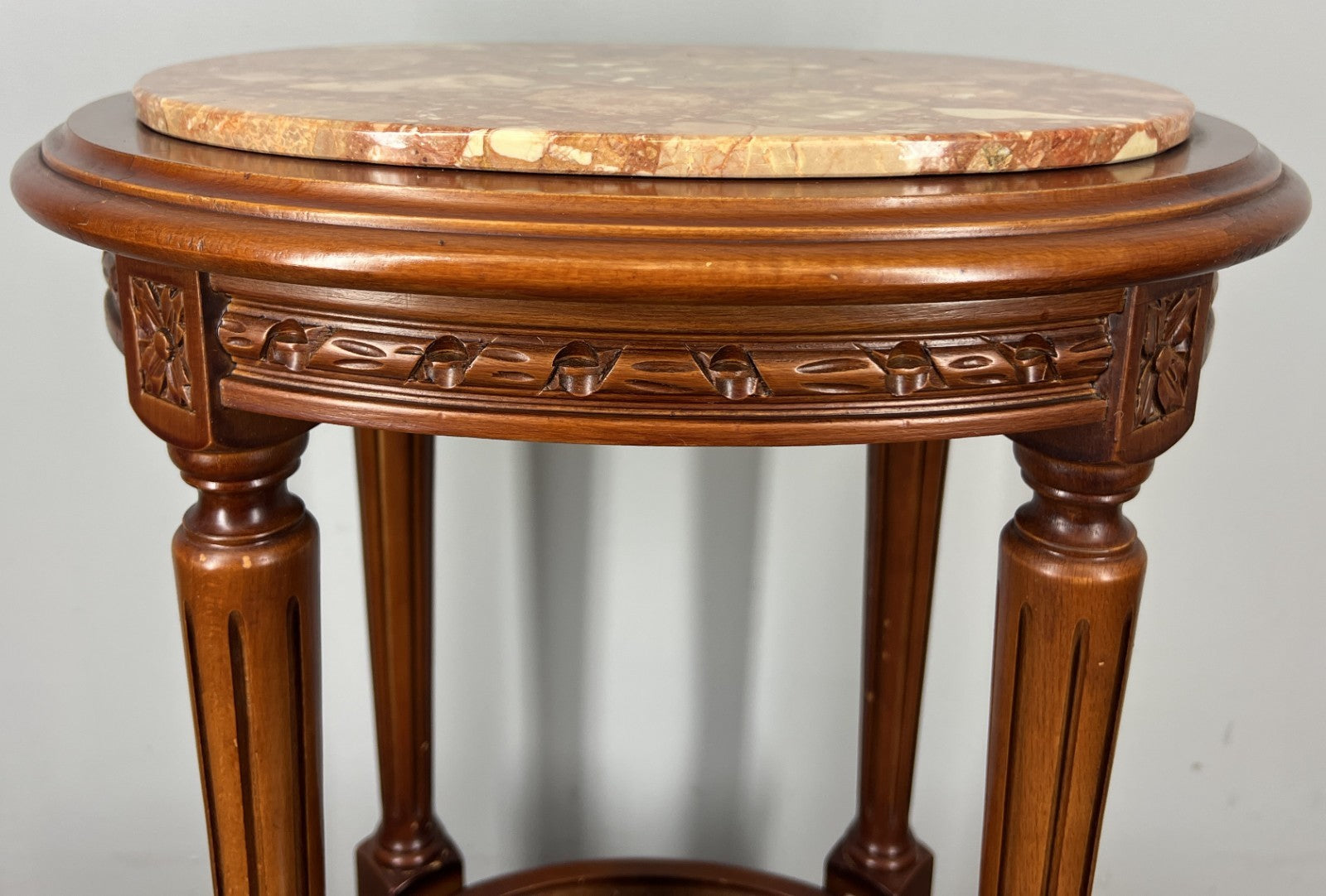 Plant Stand Vintage French Marble Top Round Display Table Cane Shelf LOT 42872