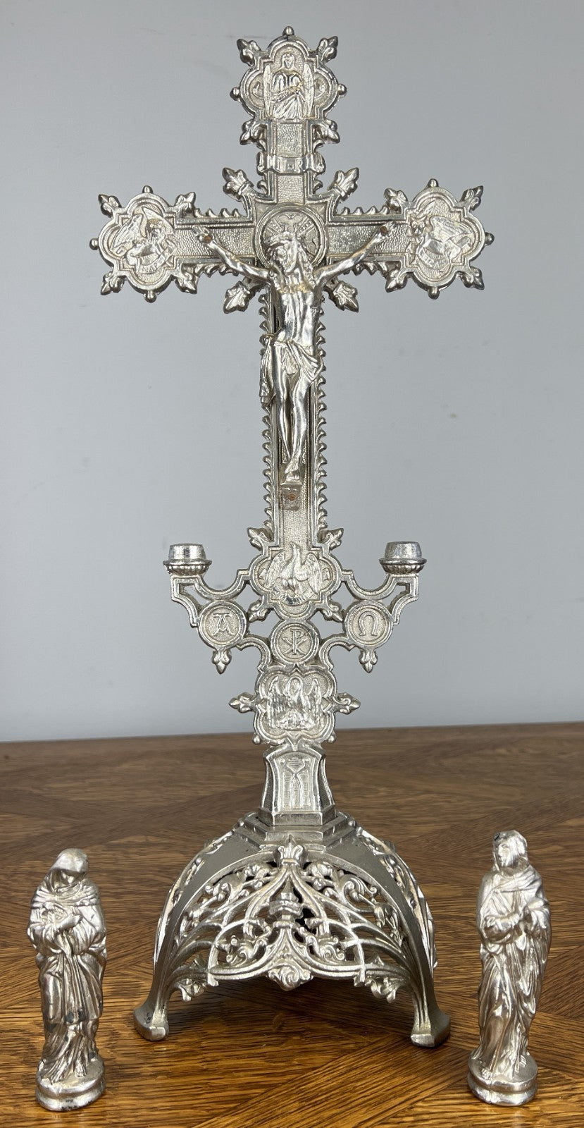 Crucifix Vintage French Style Metal Religious Altar Cross Figurines LOT 46670