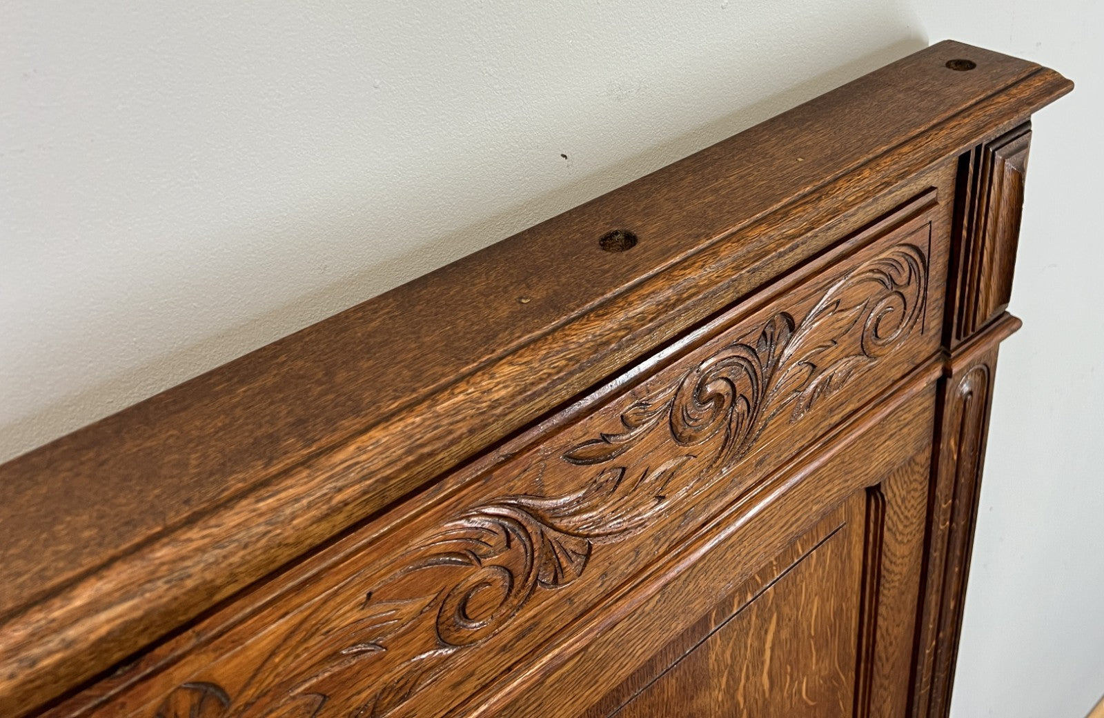 Bed Antique French Style Oak Double Bed Frame Carved Headboard LOT 473911