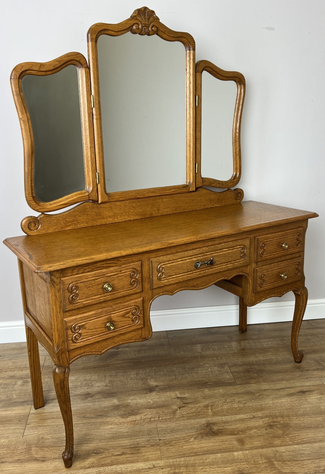 Dressing Table with Mirror Vintage French Oak Louis Vanity Table Makeup LOT 63210