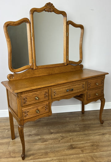 Dressing Table with Mirror Vintage French Oak Louis Vanity Table Makeup LOT 63210