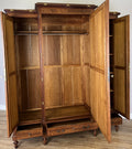 Wardrobe Antique French Style Three Door Inlaid Burr Mirrored Armoire LOT 616312