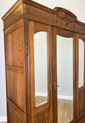 Wardrobe Antique French Oak Two Door Mirrored Carved Armoire Cabinet LOT 60979