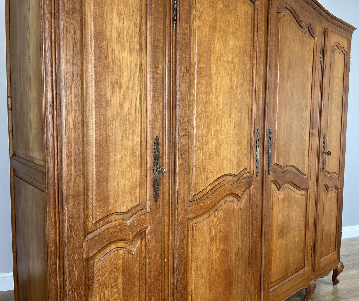 Wardrobe Vintage French Louis XVI Style Four Door Oak Carved Armoire LOT 64129