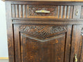 Sideboard Antique French Oak Marble Top Carved Two Door Cabinet LOT 22276