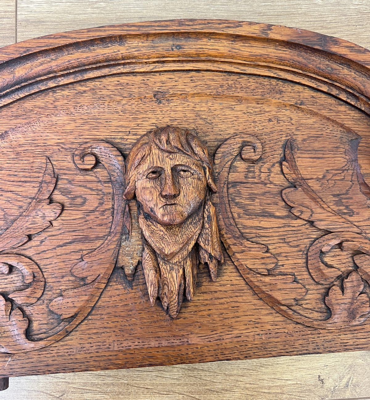 Pediment Antique French Style Oak Carved Decorative Furniture Crest LOT 6540