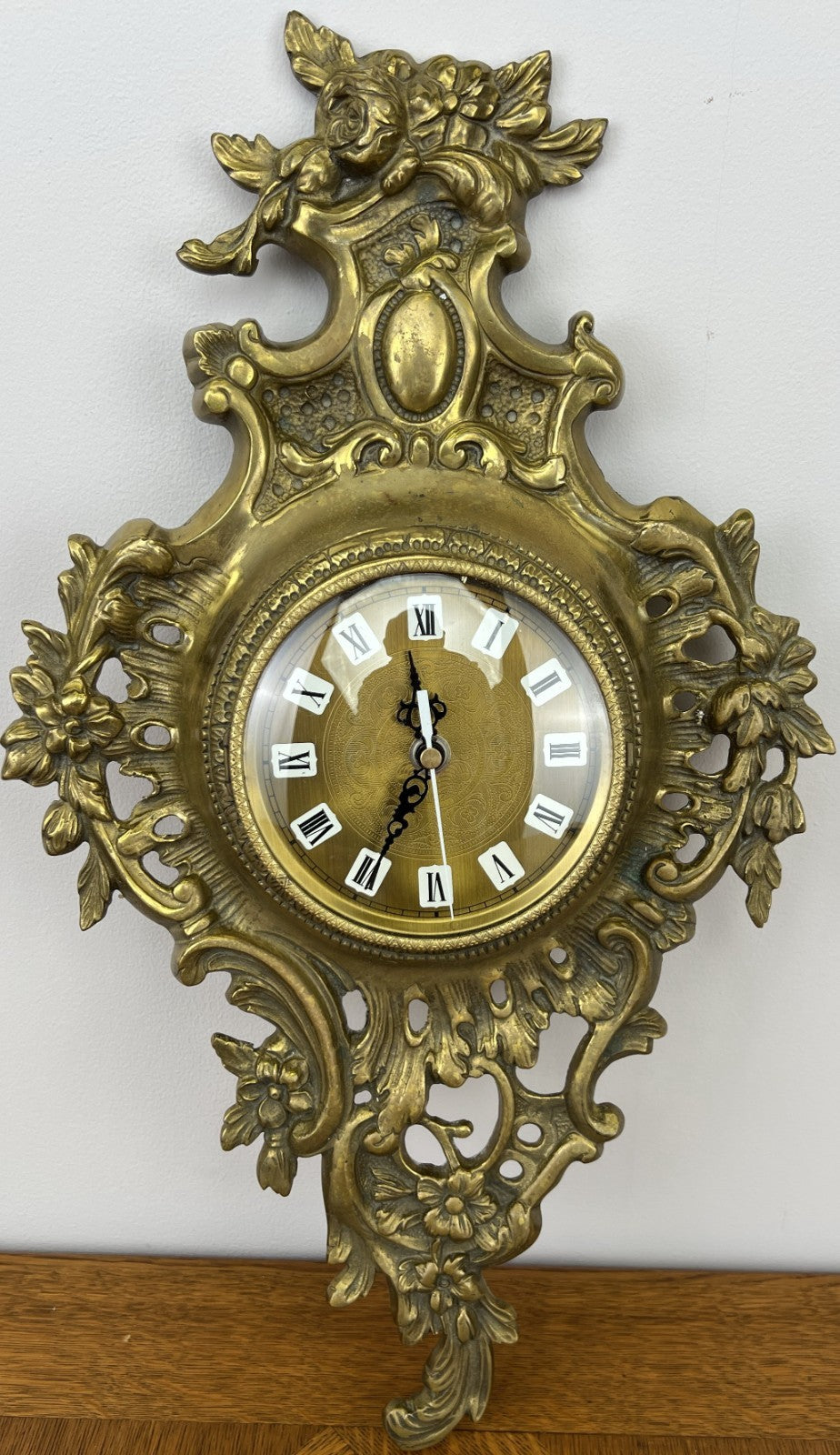 Wall Clock Vintage French Style Brass Hanging Clock Quartz Movement LOT 60491