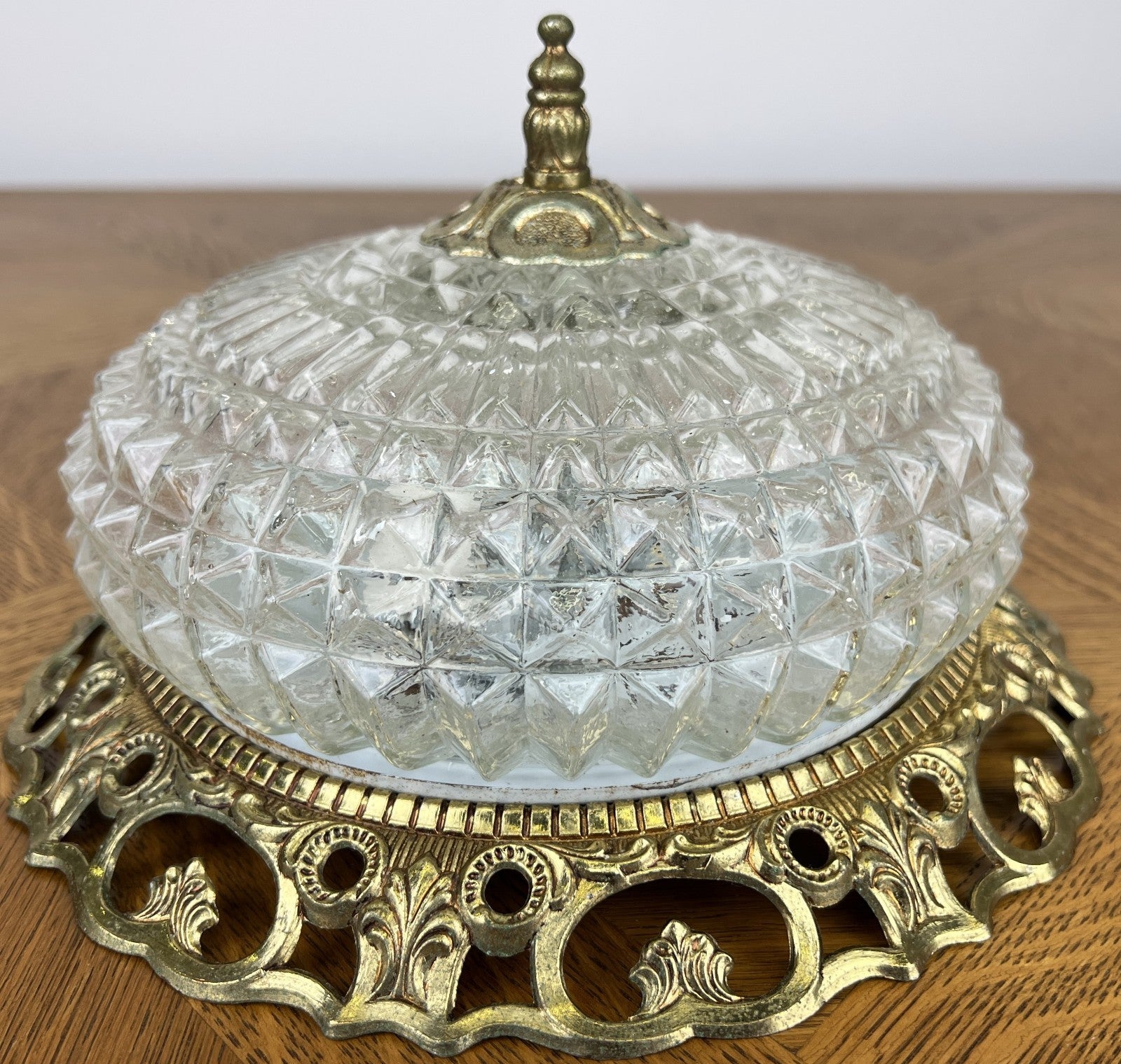 Ceiling Lamp Vintage French Pendant Cut Glass Flush Mount Light LOT 60711