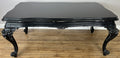 Double Sided Desk Antique French Style Black Painted Heavy Carved Table LOT 61860