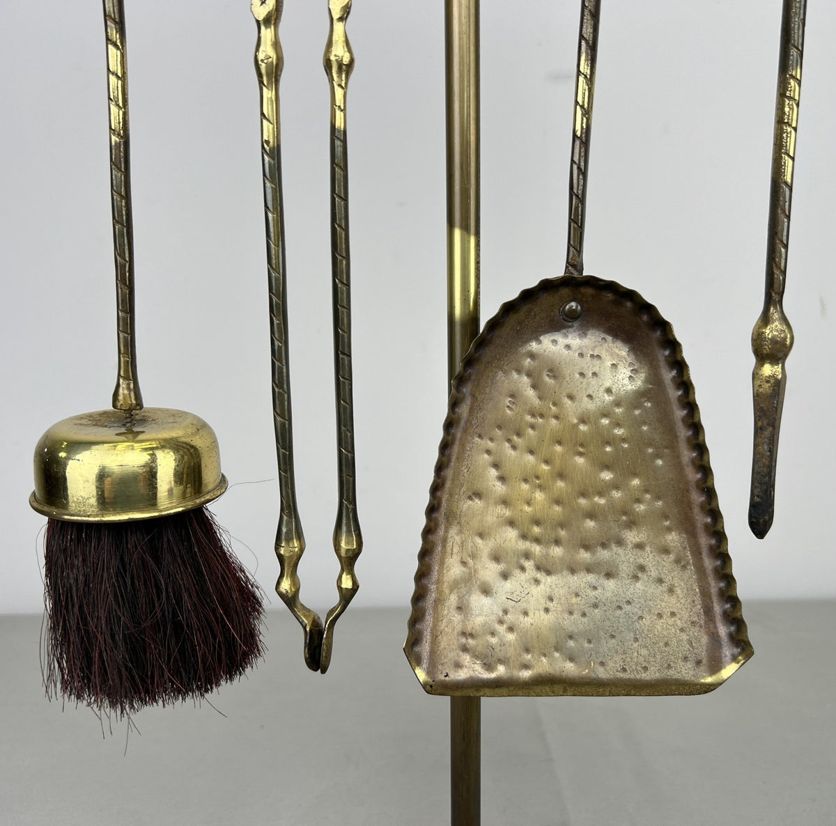 Fireplace Set Vintage French Style Brass 5 Piece Companion Set LOT 6445