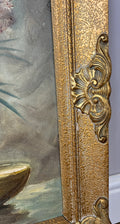 Oil Painting Vintage French Style Signed Floral Gilt Frame Wall Art LOT 61147