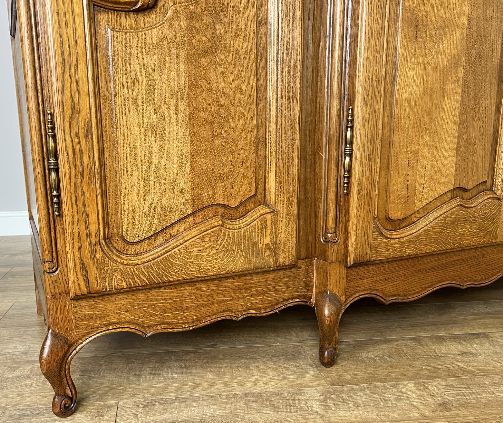 Wardrobe Vintage French Louis XVI Style Five Door Oak Carved Armoire LOT 61257