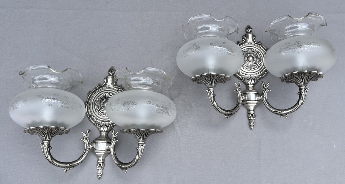Pair of Wall Lamps Vintage French Wall Sconces Decorative Metal Lamps LOT 60100