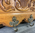 French Vintage Style Coat Rack Oak 4 Hooks Ornate Wall Shelf Coat LOT 47268
