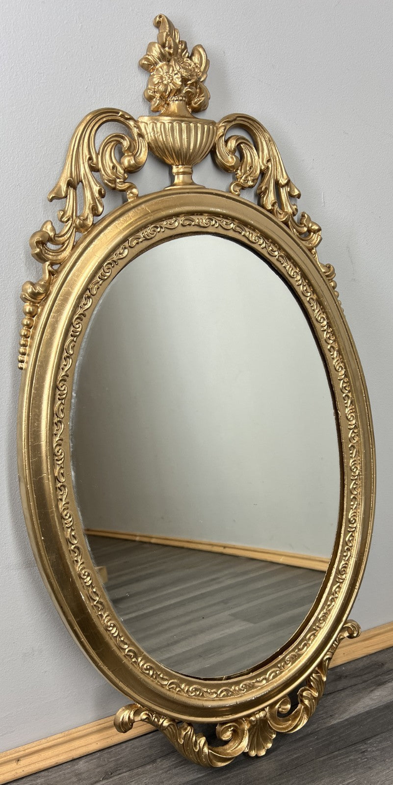 Mirror Vintage French Ornate Oval Wall Mirror Gold Finish Wall Decor LOT 47150